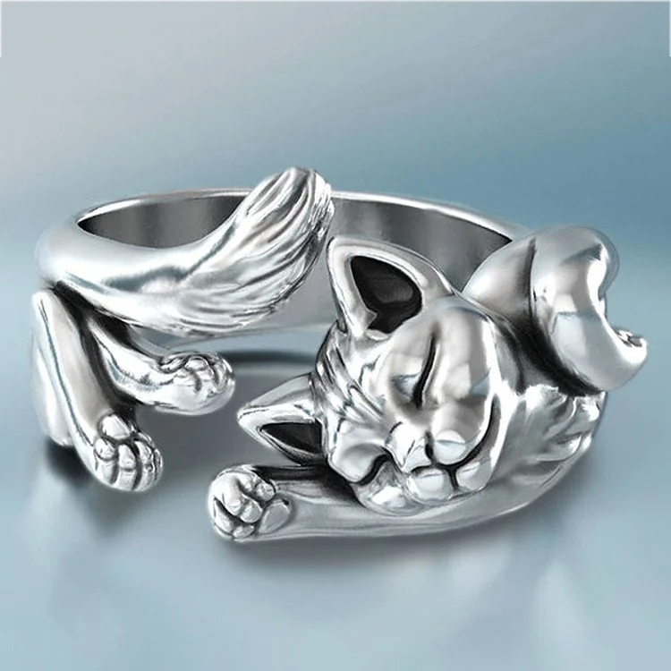 Sleeping Cat Open Ring