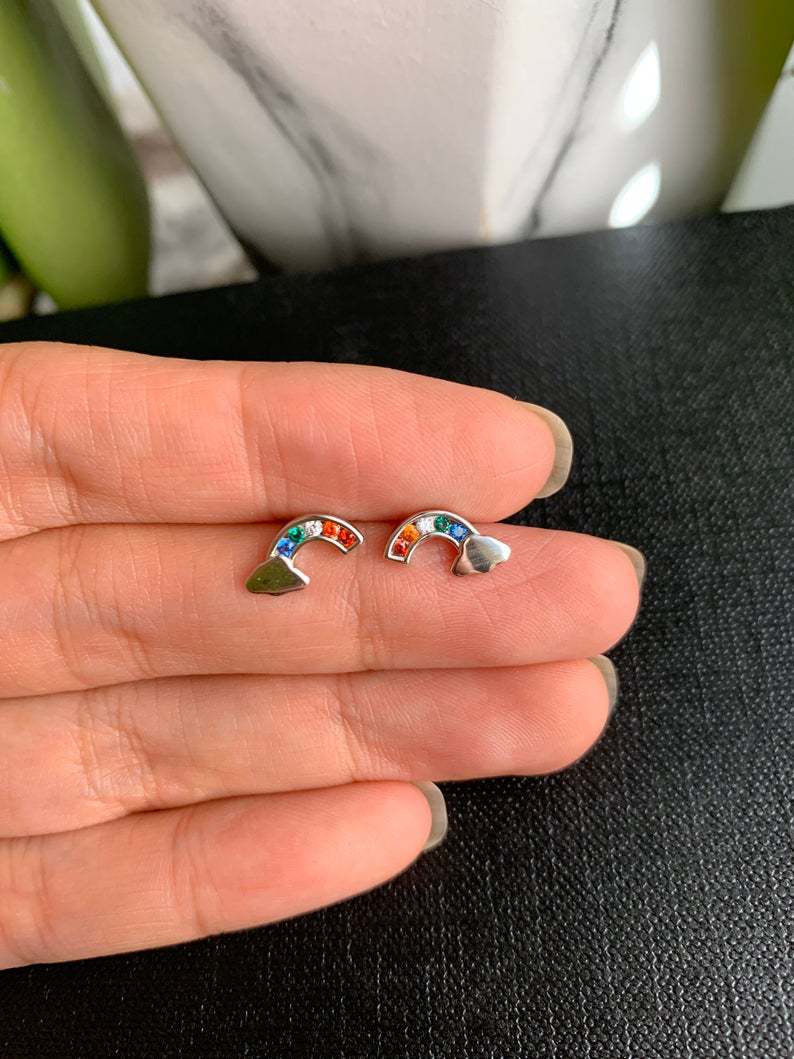 Rainbow Cloud Stud Earrings
